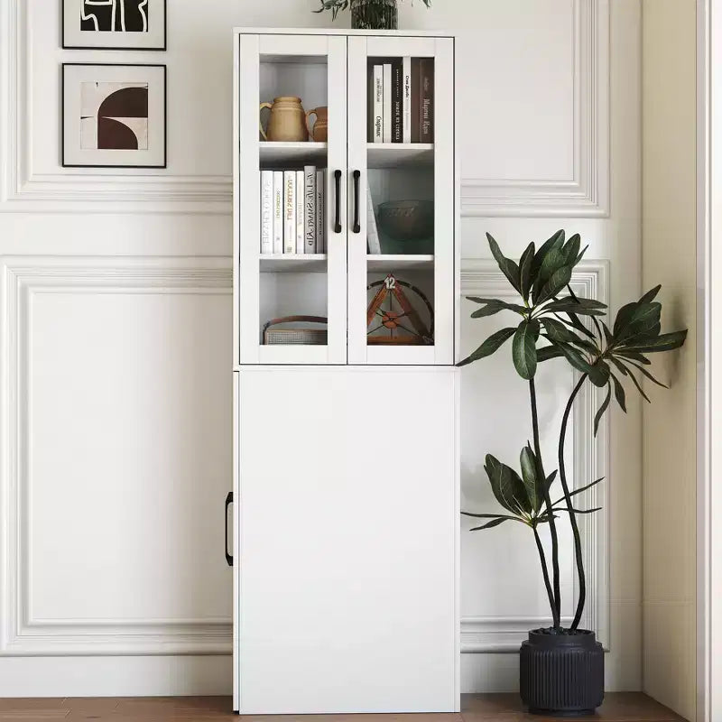 Meuble de rangement avec écran de 179,9 cm, étagère coulissante multifonctionnelle à 4 niveaux et 2 portes en verre, buffet de cuisine en bois moderne pour salon et salle à manger