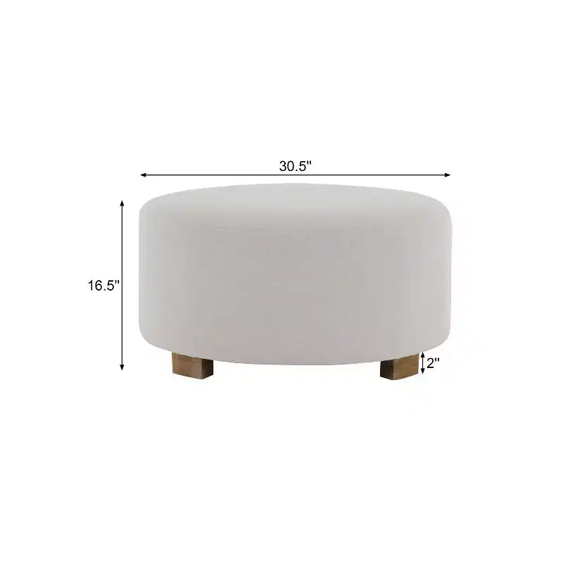 Ottoman rond de 30,5 cm de diamètre avec pieds en bois d'hévéa, repose-pieds ottoman moderne minimaliste avec patins antidérapants, décoration d'intérieur