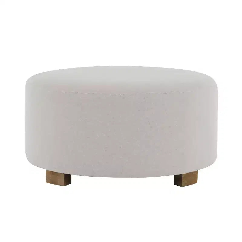 Ottoman rond de 30,5 cm de diamètre avec pieds en bois d'hévéa, repose-pieds ottoman moderne minimaliste avec patins antidérapants, décoration d'intérieur