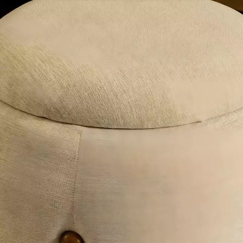 Pouf Artisanal avec Base en Bois de Mangue, Repose-Pieds Rond Chic pour Chambre et Salon, Pouf d'Appoint, Entretien Facile
