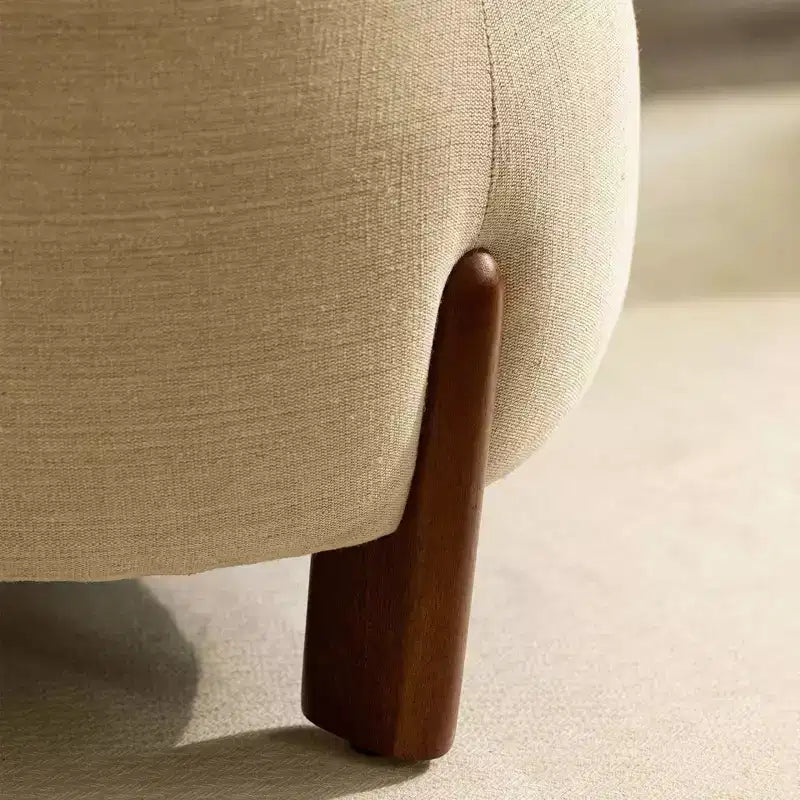 Pouf Artisanal avec Base en Bois de Mangue, Repose-Pieds Rond Chic pour Chambre et Salon, Pouf d'Appoint, Entretien Facile
