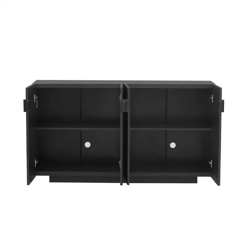 Buffet de 151,9 cm avec 4 portes ondulées et étagères réglables. Console pour entrée, salon, salle à manger, cuisine.