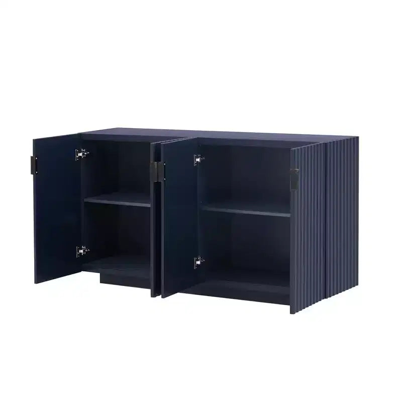 Buffet de 151,9 cm avec 4 portes ondulées et étagères réglables. Console pour entrée, salon, salle à manger, cuisine.