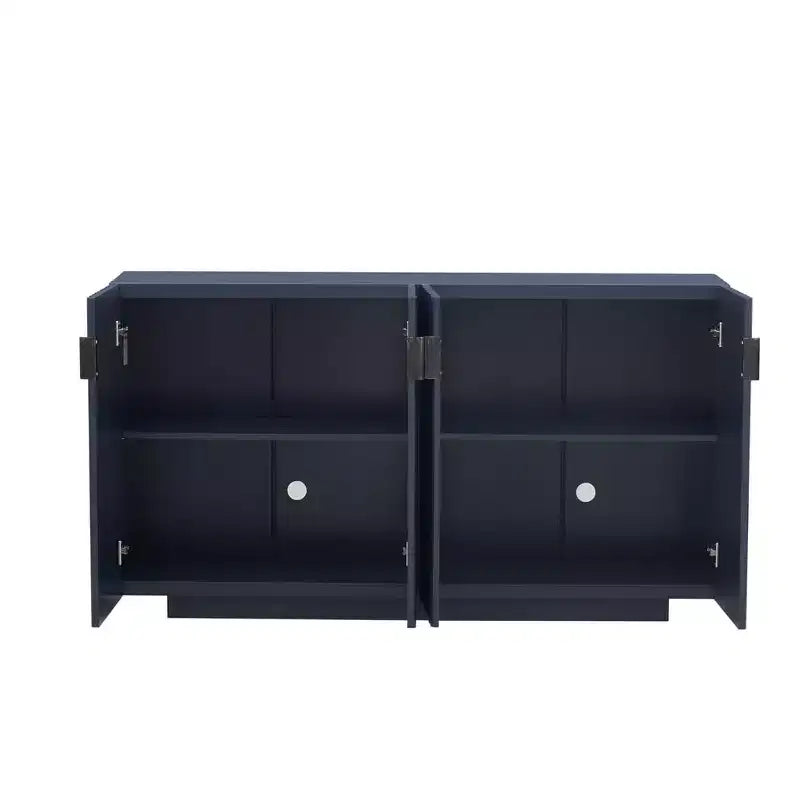 Buffet de 151,9 cm avec 4 portes ondulées et étagères réglables. Console pour entrée, salon, salle à manger, cuisine.