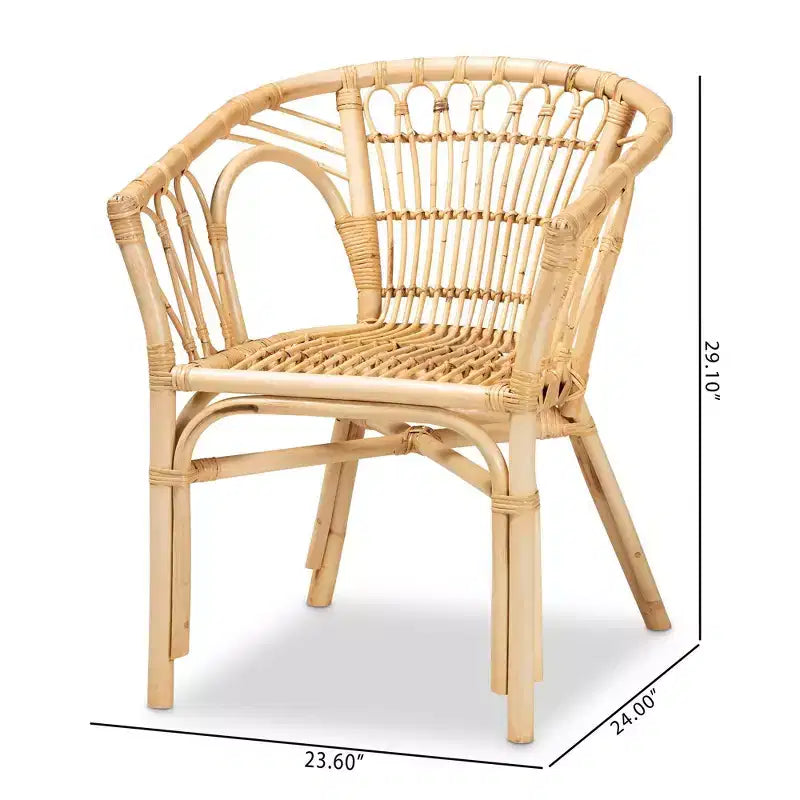 Chaise de salle à manger en rotin naturel/marron