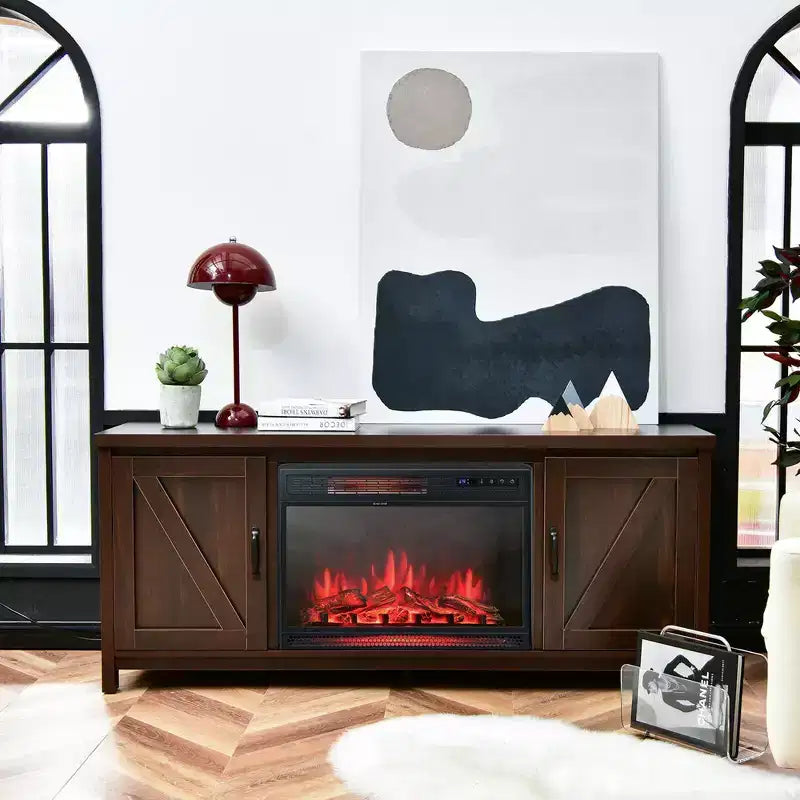 Meuble TV avec cheminée électrique 25 pouces 1350 W et télécommande