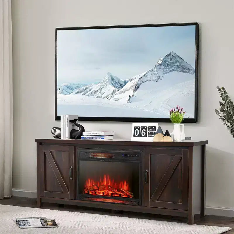 Meuble TV avec cheminée électrique 25 pouces 1350 W et télécommande