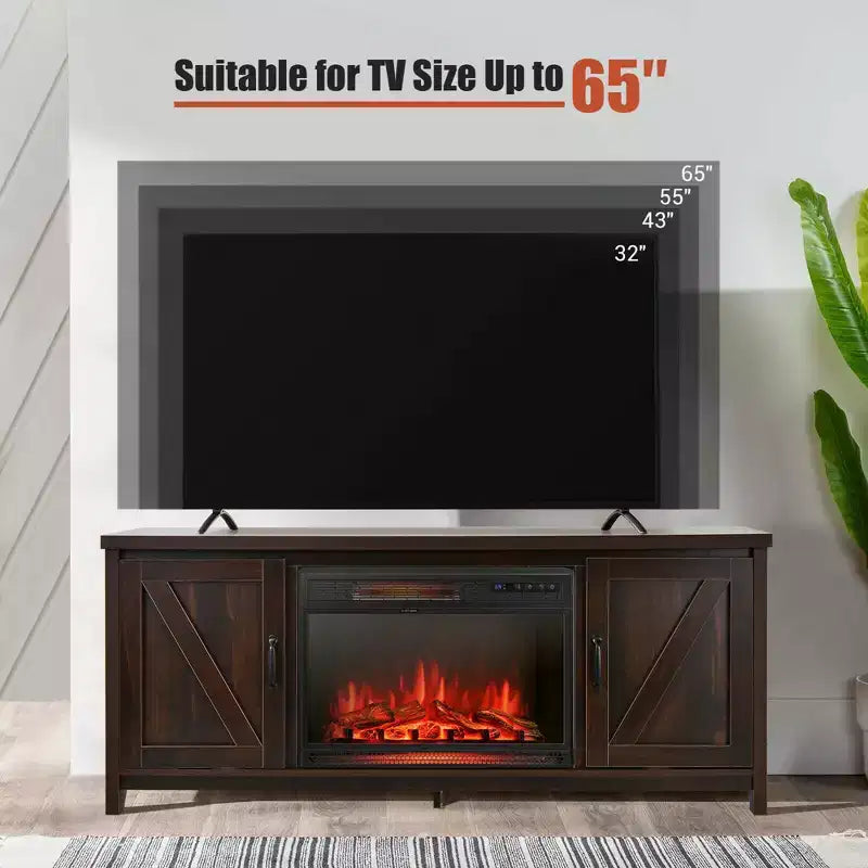 Meuble TV avec cheminée électrique 25 pouces 1350 W et télécommande