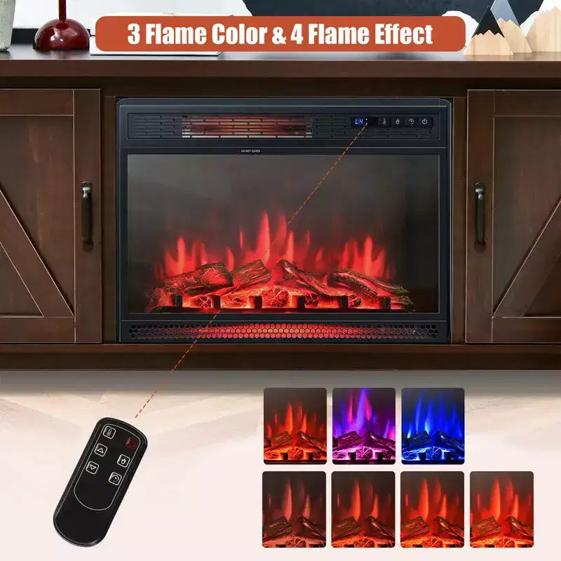 Meuble TV avec cheminée électrique 25 pouces 1350 W et télécommande
