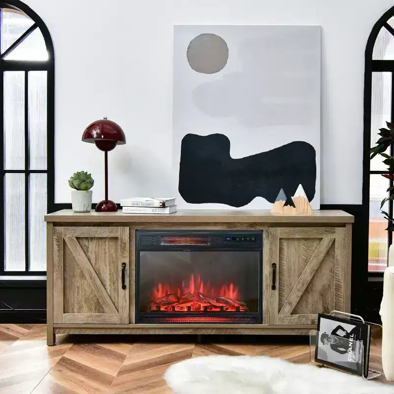 Meuble TV avec cheminée électrique 25 pouces 1350 W et télécommande