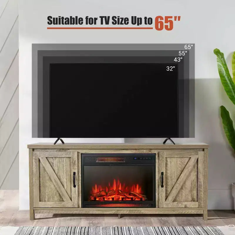 Meuble TV avec cheminée électrique 25 pouces 1350 W et télécommande