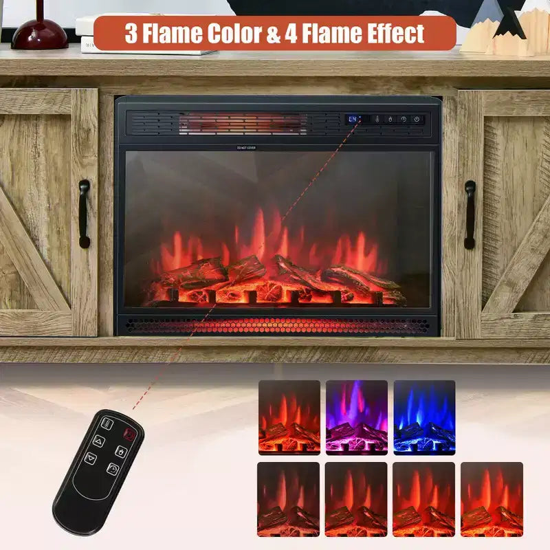 Meuble TV avec cheminée électrique 25 pouces 1350 W et télécommande
