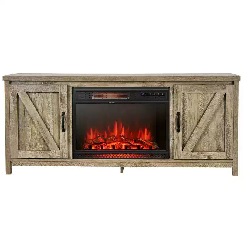 Meuble TV avec cheminée électrique 25 pouces 1350 W et télécommande