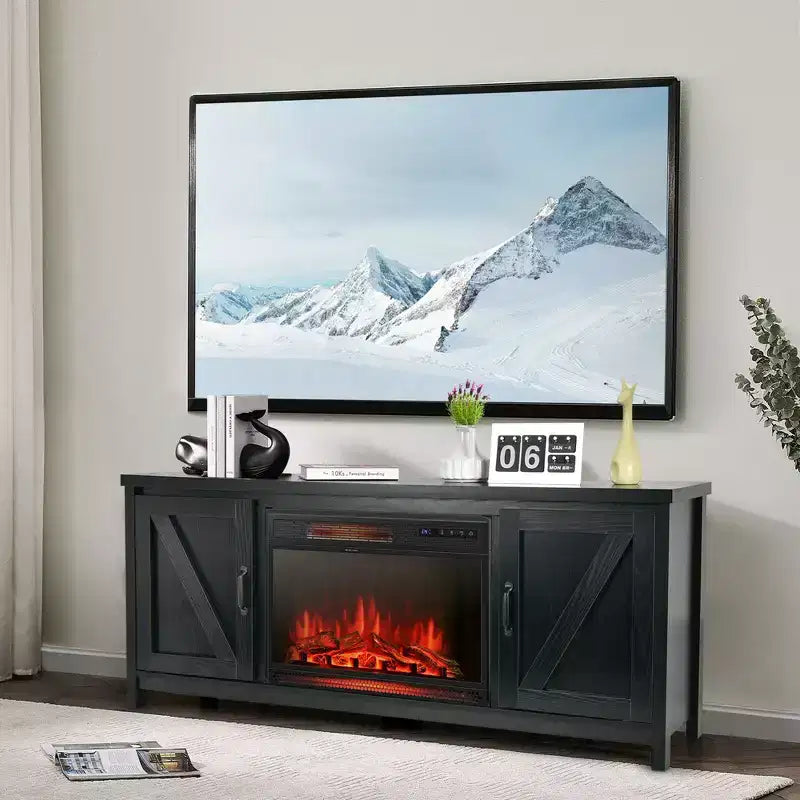 Meuble TV avec cheminée électrique 25 pouces 1350 W et télécommande