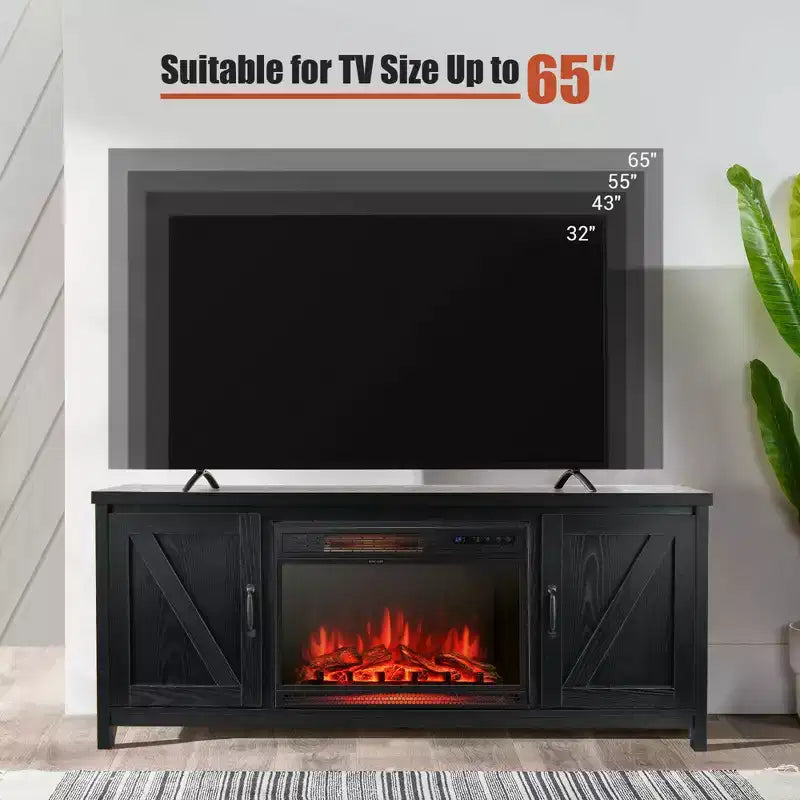 Meuble TV avec cheminée électrique 25 pouces 1350 W et télécommande