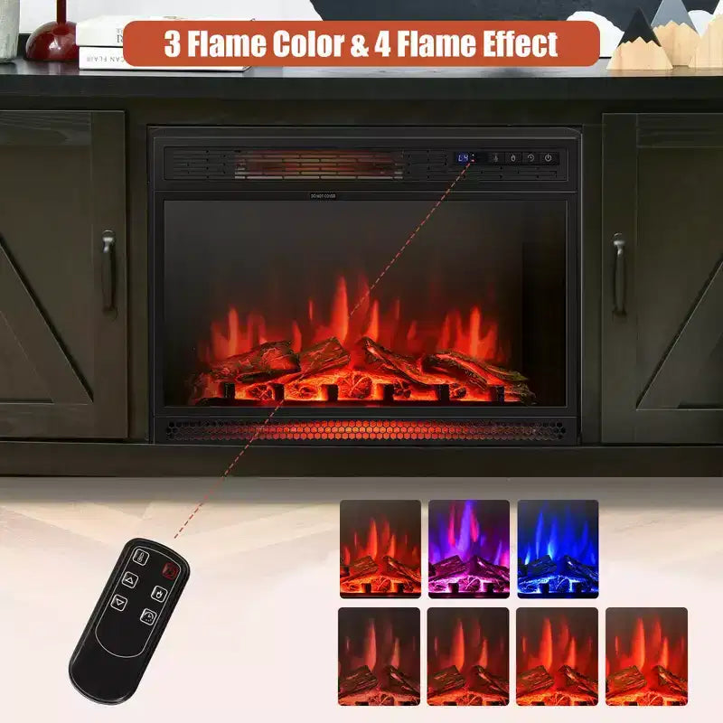 Meuble TV avec cheminée électrique 25 pouces 1350 W et télécommande