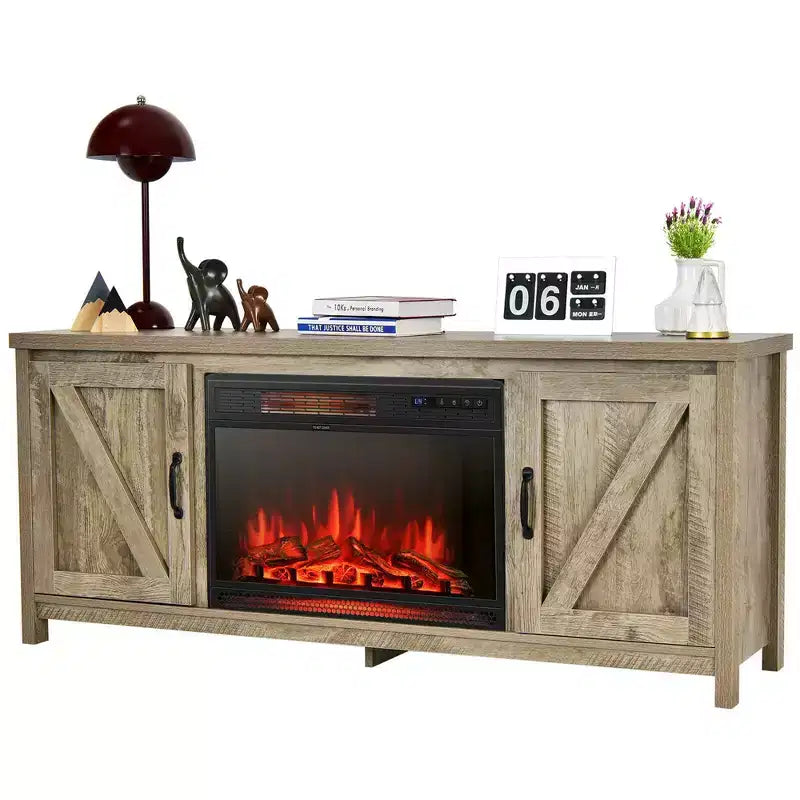 Meuble TV avec cheminée électrique 25 pouces 1350 W et télécommande