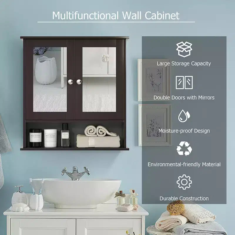 Armoire à pharmacie murale pour salle de bain, organisateur de rangement, blanc/gris/marron/noir