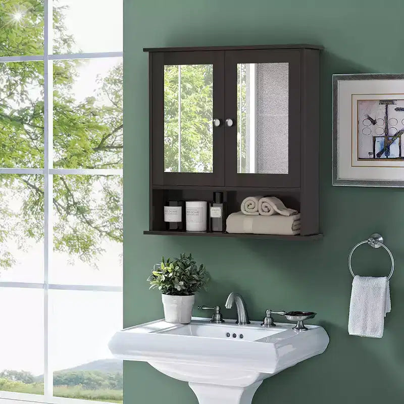 Armoire à pharmacie murale pour salle de bain, organisateur de rangement, blanc/gris/marron/noir