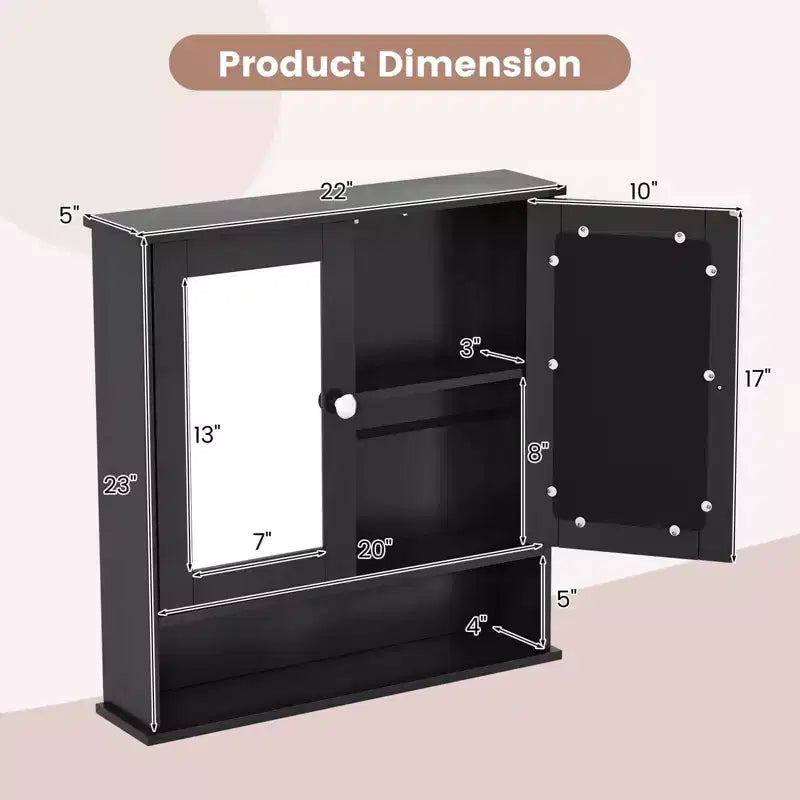 Armoire à pharmacie murale pour salle de bain, organisateur de rangement, blanc/gris/marron/noir