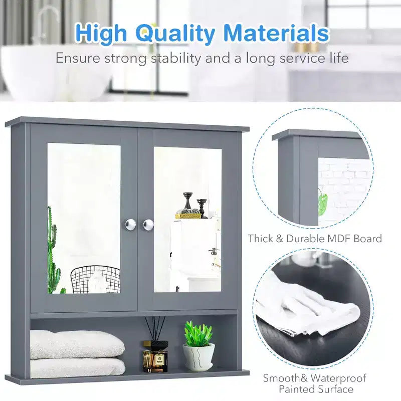 Armoire à pharmacie murale pour salle de bain, organisateur de rangement, blanc/gris/marron/noir
