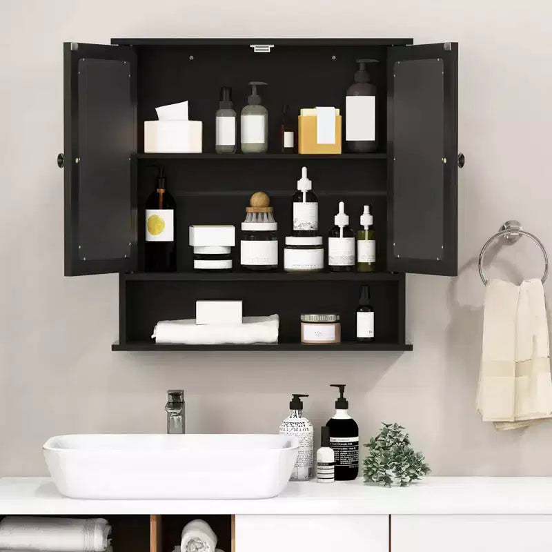 Armoire à pharmacie murale pour salle de bain, organisateur de rangement, blanc/gris/marron/noir