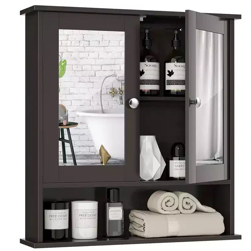 Armoire à pharmacie murale pour salle de bain, organisateur de rangement, blanc/gris/marron/noir