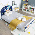 Lit Plateforme capitonné pour enfants Lit simple en bois pour enfants Motif Astronaute